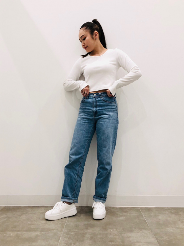 ハイライズストレートジーンズ+EC(セットアップ可能)(丈長め80.0cm