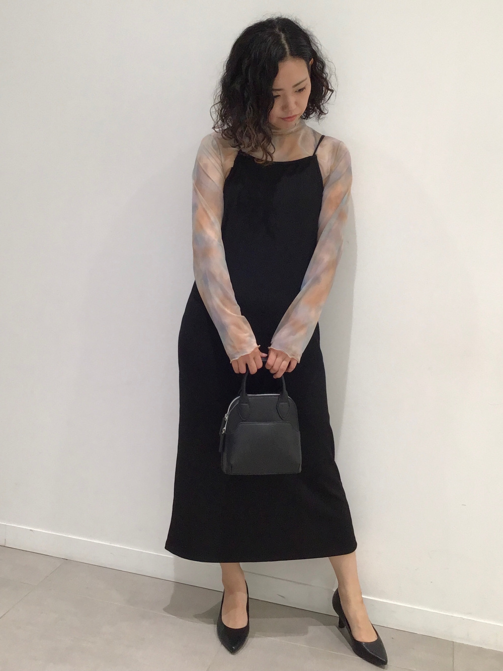 布帛コンビネーションワンピース(ノースリーブ)Q、ビジュー