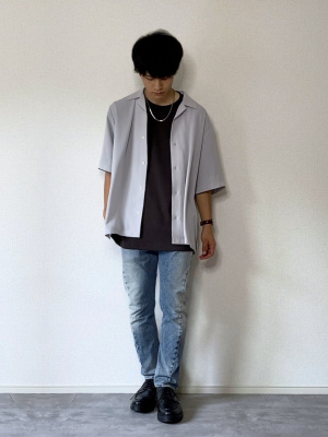 GU公式 | オープンカラーシャツ(5分袖)B