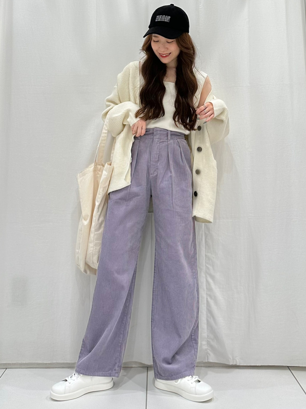 リブスクエアネックニットタンクトップ、パフィータッチオーバー