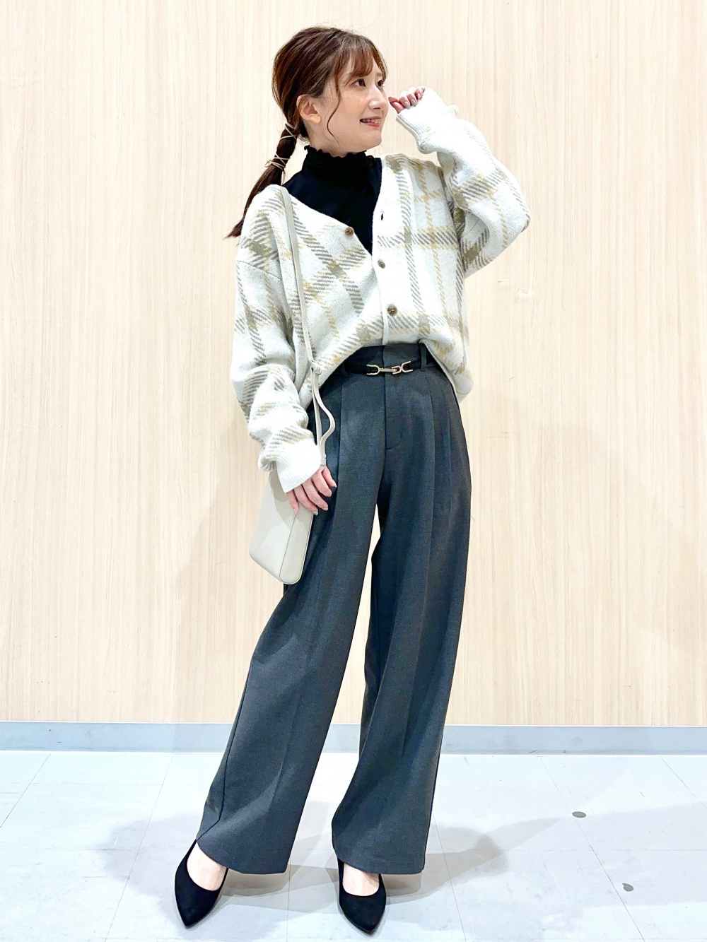 シアーロングカーディガン(長袖)Z、ウエストタックフレンチスリーブT  