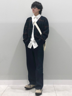 こなつ商品 GU公式 | ブラッシュドヤーンカーディガン(長袖)(チェック)