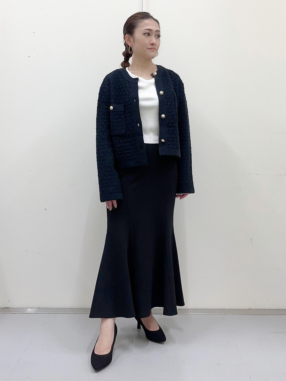 ウォッシャブルノーカラージャケットZ(セットアップ可能)、ドレープ