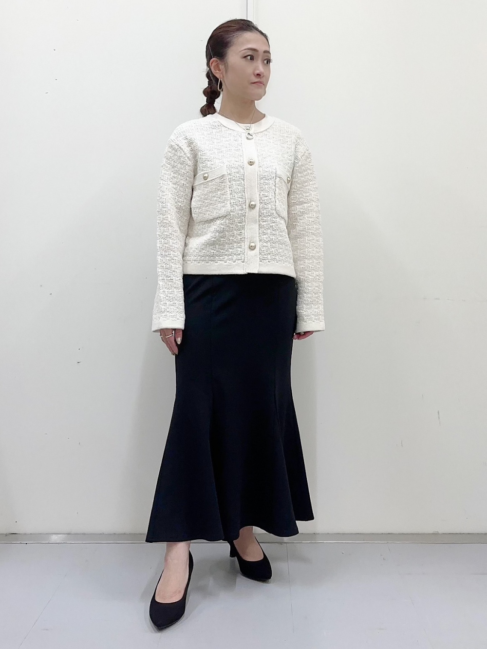 ウォッシャブルノーカラージャケットZ(セットアップ可能)、ドレープ