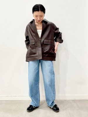 新品タグ付】超人気 名作GUジーユーレザーハーフコート ユニクロJ