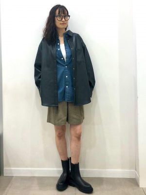 GU公式 | フェイクレザーオーバーサイズシャツ(長袖