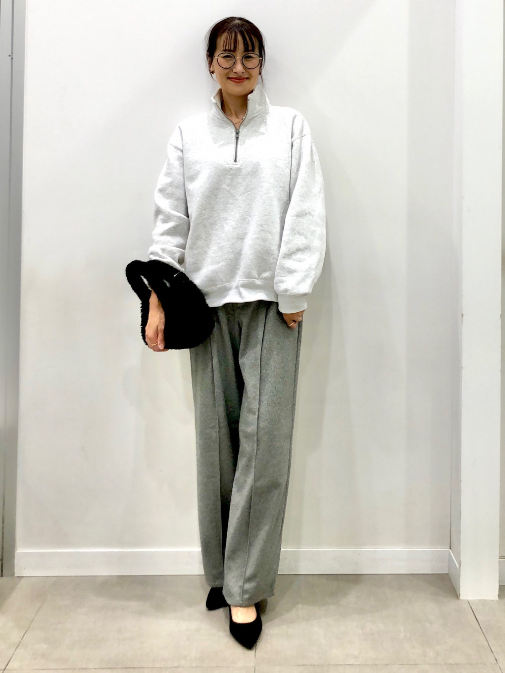 セットアップ ハーフジップ ワイドパンツ ルーズ 2点set vi-1359 ヘビーウェイトスウェットハーフジッププルオーバー(長袖