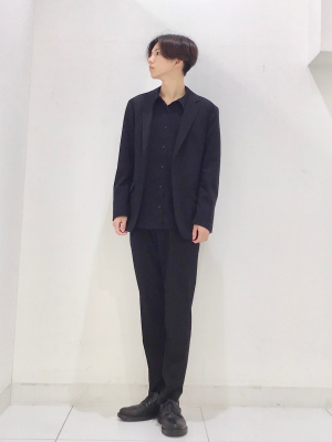 【boohoo】 半袖ピケシャツ＆テーパードトラウザーセット GU公式 | テーパードトラウザーSW(セットアップ可能)