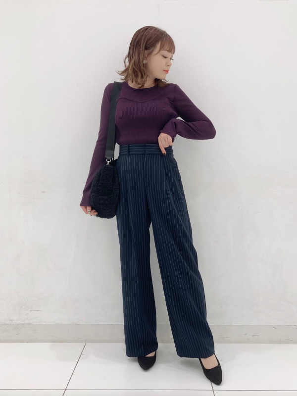 おこめページ GU公式 | タックワイドパンツ(ストライプ)(丈標準70.0～74.0cm)