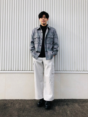 GU公式 | シャギーチェックオーバーサイズシャツ(長袖)