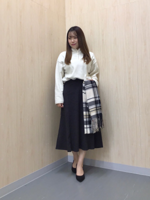 GU公式 | ブラッシュドリブフレアミディスカート+EC(丈短め74.0