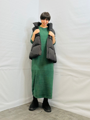 GU公式 | リブニットラウンジワンピース(長袖)+E