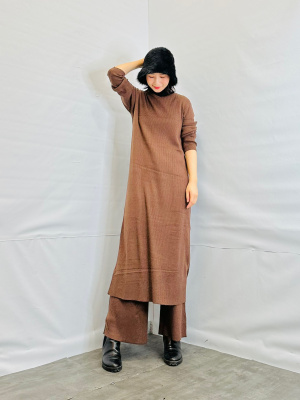GU公式 | リブニットラウンジワンピース(長袖)+E