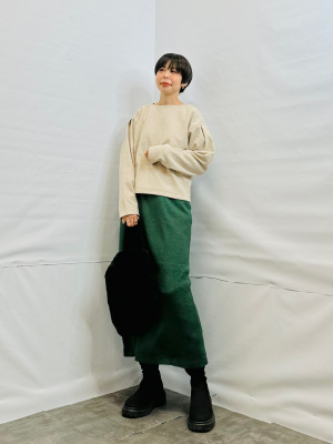 GU公式 | リブニットラウンジワンピース(長袖)+E