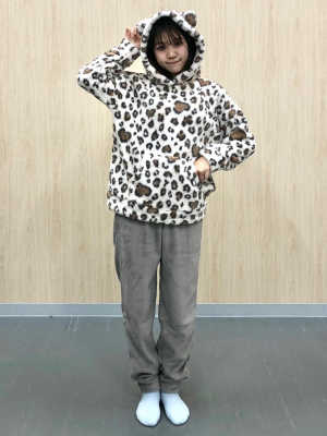 GU公式 | マシュマロフィールセット(レオパード)(長袖&ロングパンツ)