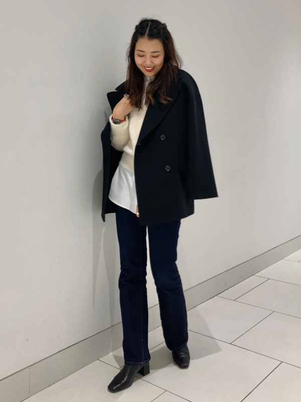 ミドルライズフレアジーンズA+EC(丈長め83.0cm)（レディース）の着用