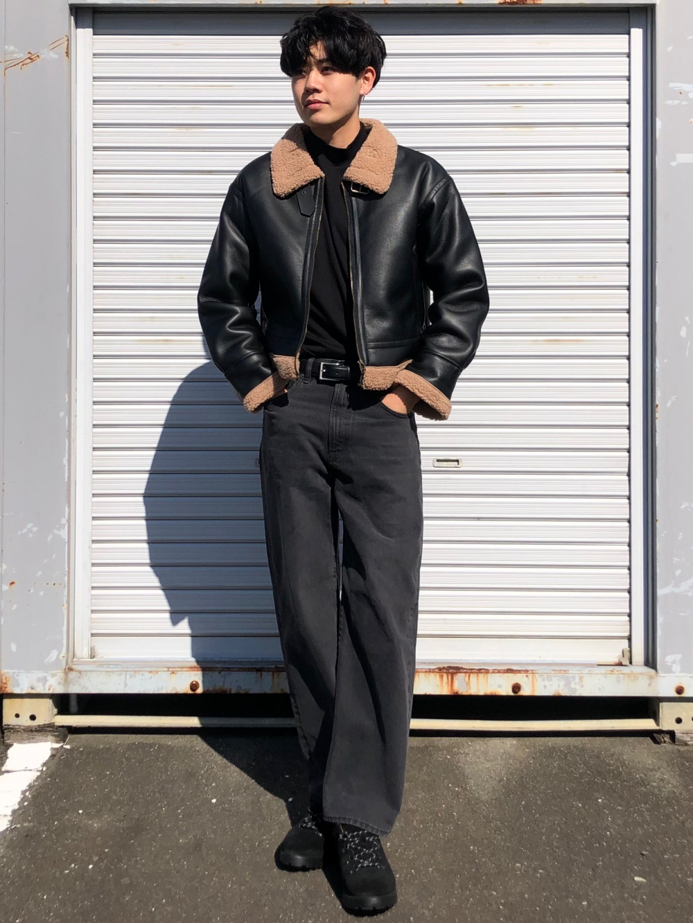 GUREITOJP] メンズ ムートンB-3ジャケット フライトジャケット