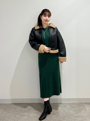 GU公式 | リブニットラウンジワンピース(長袖)+E