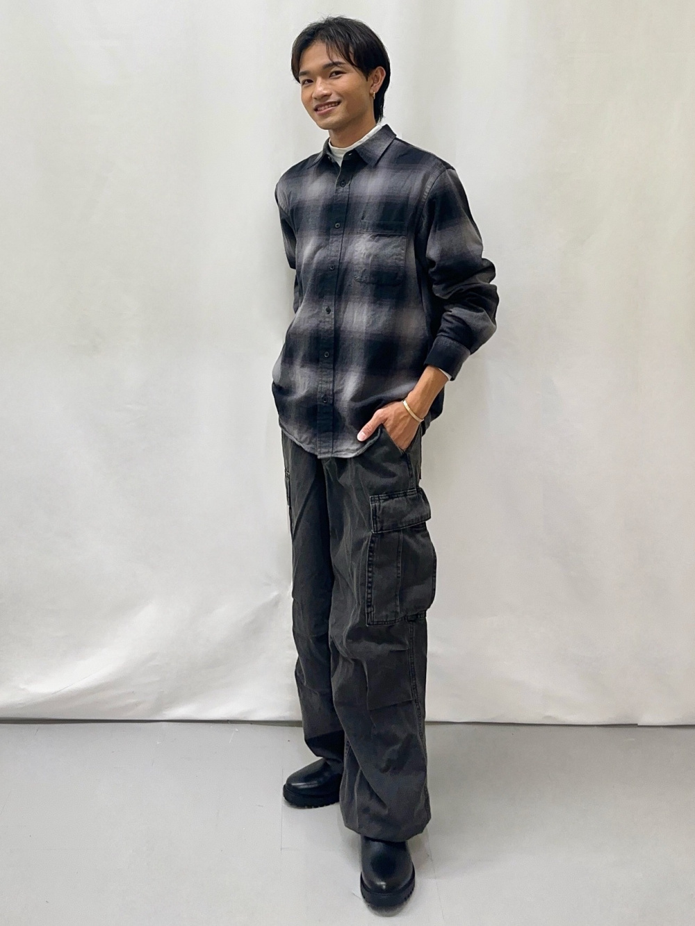 ソフトコットンモックネックT(長袖)、ヘビーウェイトスウェットハーフ