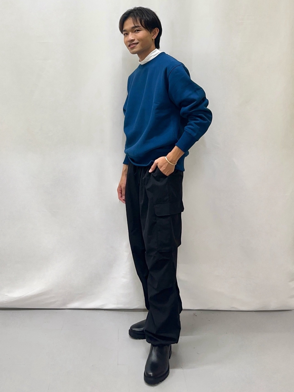 ソフトコットンモックネックT(長袖)、ヘビーウェイトスウェットハーフ