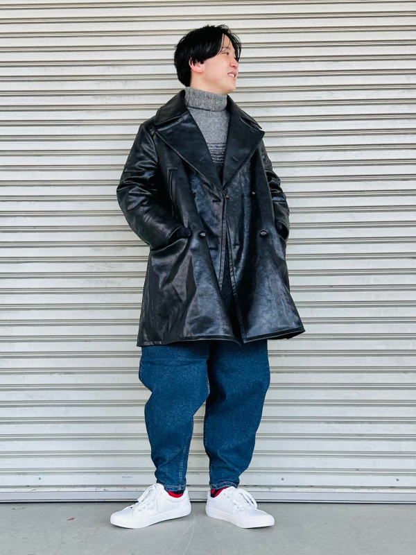 フェイクレザーコート beautiful people +X（レディース）の着用