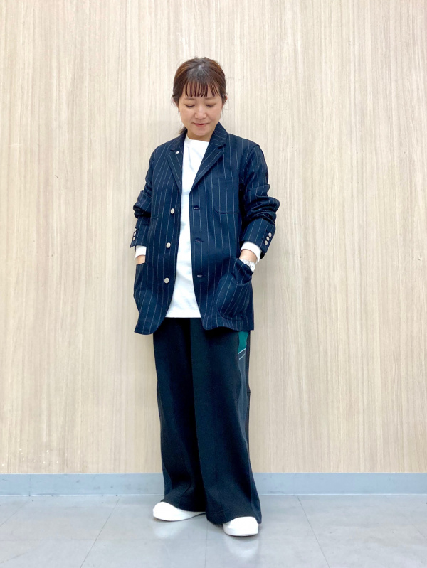 未使用beautiful people×GUセットアップ紺 ストライプ カバーオール(ストライプ) beautiful people (セットアップ可能)、裏
