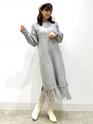 GU公式 | レースコンビネーションニットワンピース(長袖)Z+E GU公式 | レースコンビネーションニットワンピース(長袖)Z+E