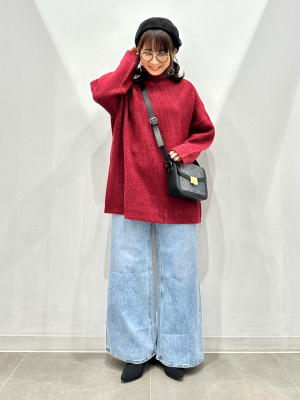 GU公式 | パフィータッチオーバーサイズハイネックセーター(長袖)(2023