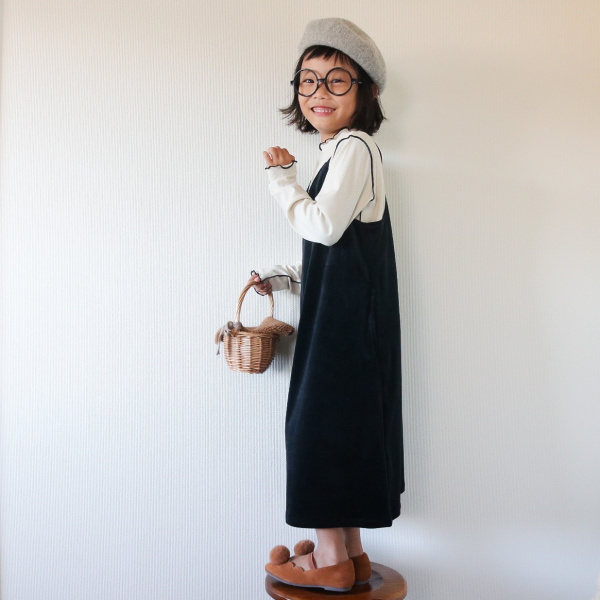 GIRLSリブTセットベロアキャミソールワンピース(長袖)（子ども服）の