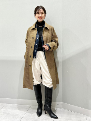 美品⁑URU/ウル　バルマカーンコート　チェック柄　千鳥　カシミヤ混　ベルト BALMAIN - 【ラスト1点】LONG COAT / ウール ロングコート
