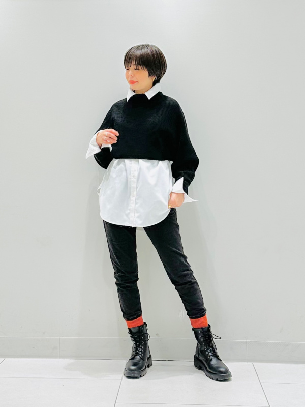 デニムスウェットイージーパンツ+X（レディース）の着用コーディネート