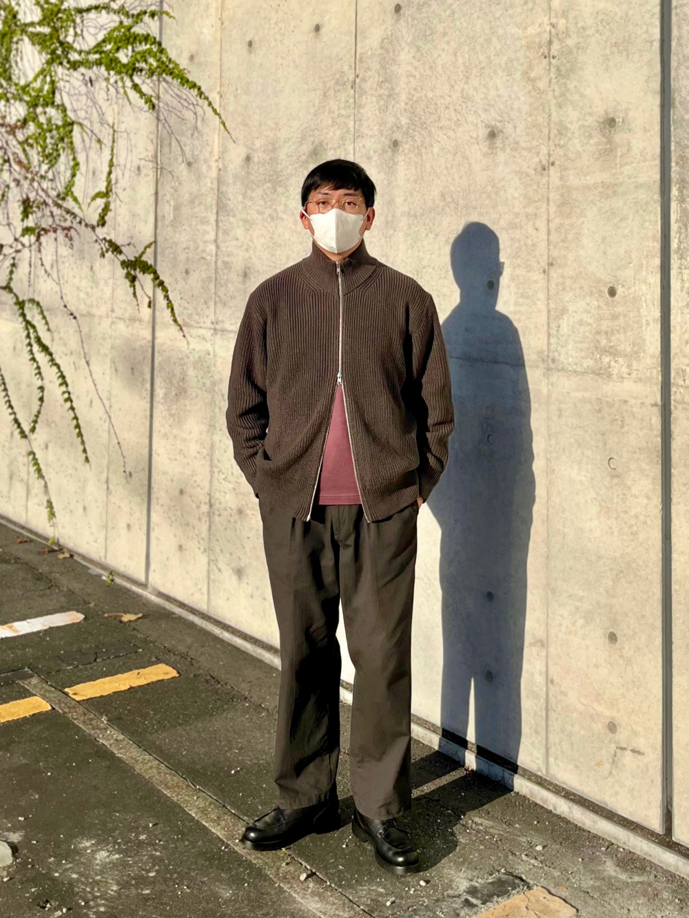 ドライバーズニット(長袖)SW、タックワイドパンツ(ストライプ