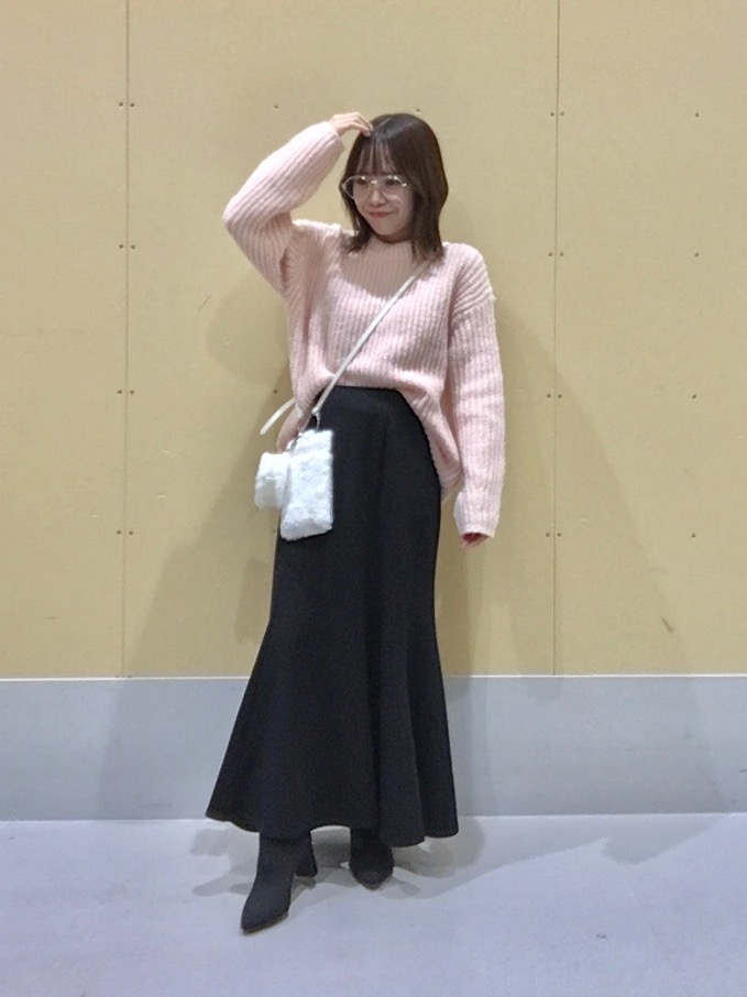 JUN&ROPE ニットとスカート　セット　コーデ ケーブルVネックセーター(長袖)(セットアップ可能)、ケーブルニット