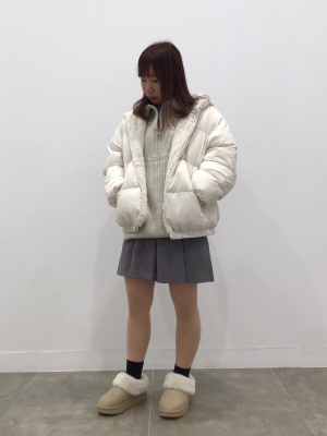 GU公式 | GIRLSヒートパデッドフェイクファーフードブルゾンJR