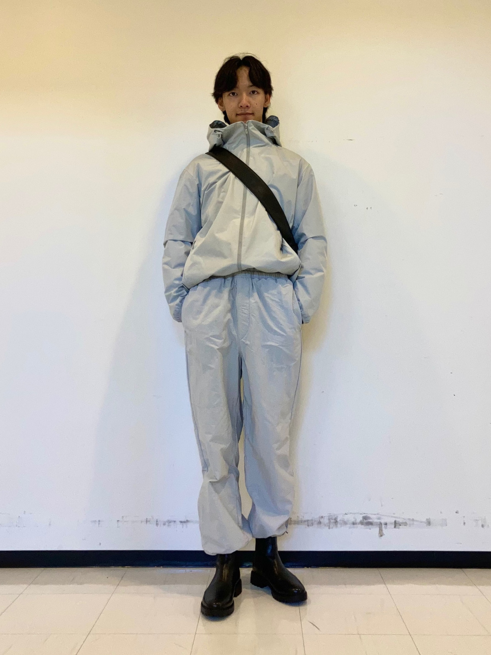 ドライバーズニット(長袖)SW、レザータッチラウンドショルダーバッグ