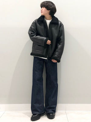 SHAGGIE（シャギー）の「フェイクレザークロップB-3ジャケット