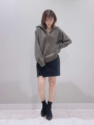 DSQUARED ミニスカート こげ茶 2009225J0059 GU公式 | ローウエスト起毛スリットミニスカート