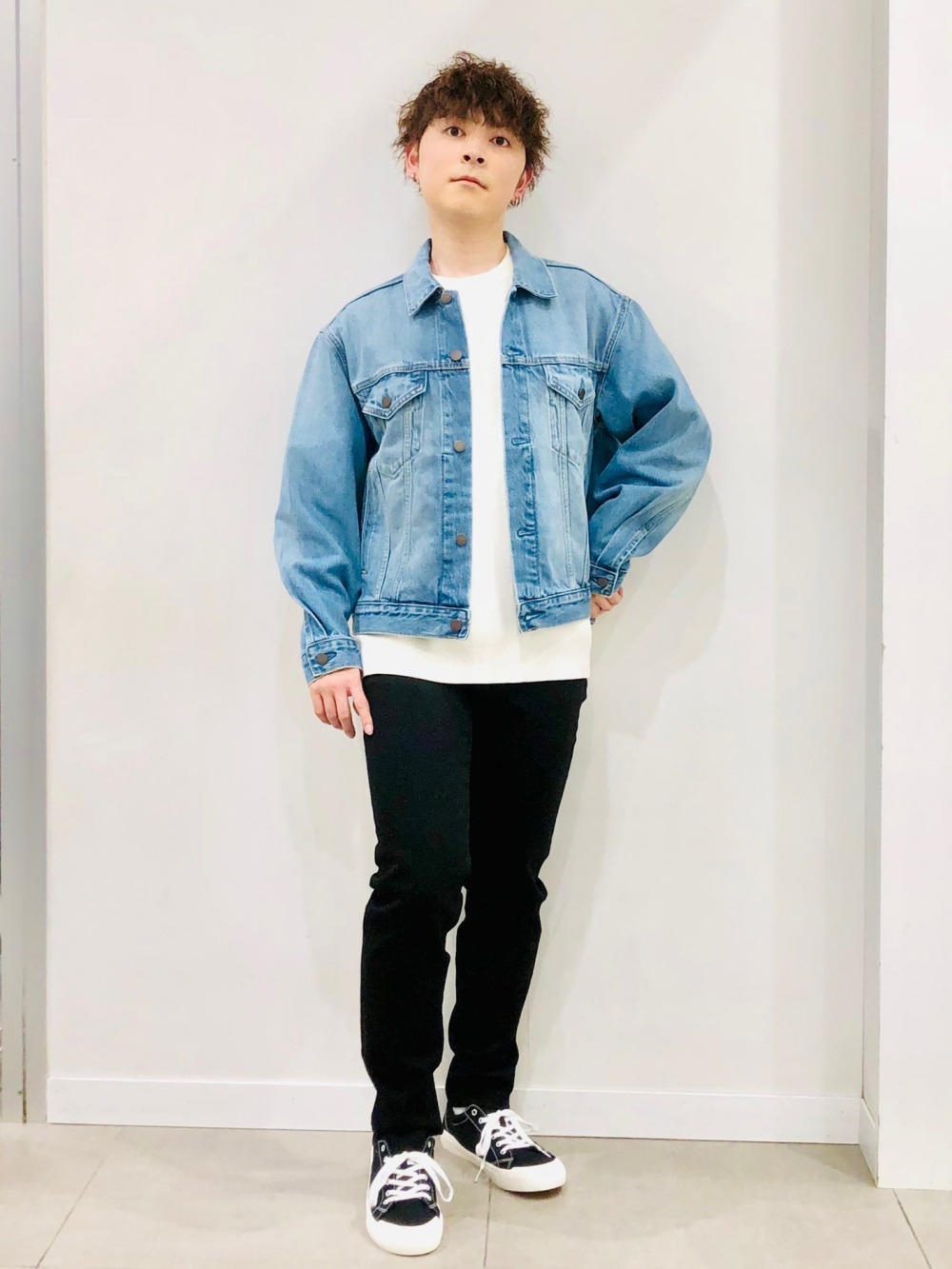 ✨新品✨ハーフジップ✨長袖✨デニム✨トップス✨無地✨Mサイズ