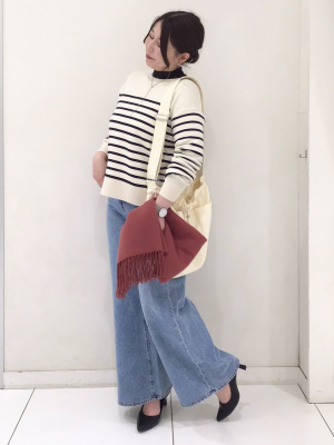 GU公式 | クルーネックボーダーセーター(長袖)Z