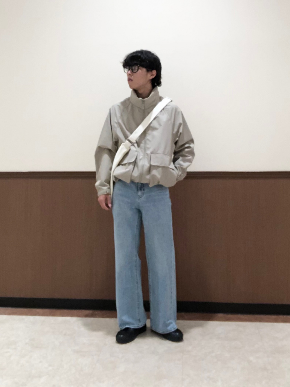 デニムオーバーサイズワークシャツ(5分袖)(セットアップ可能