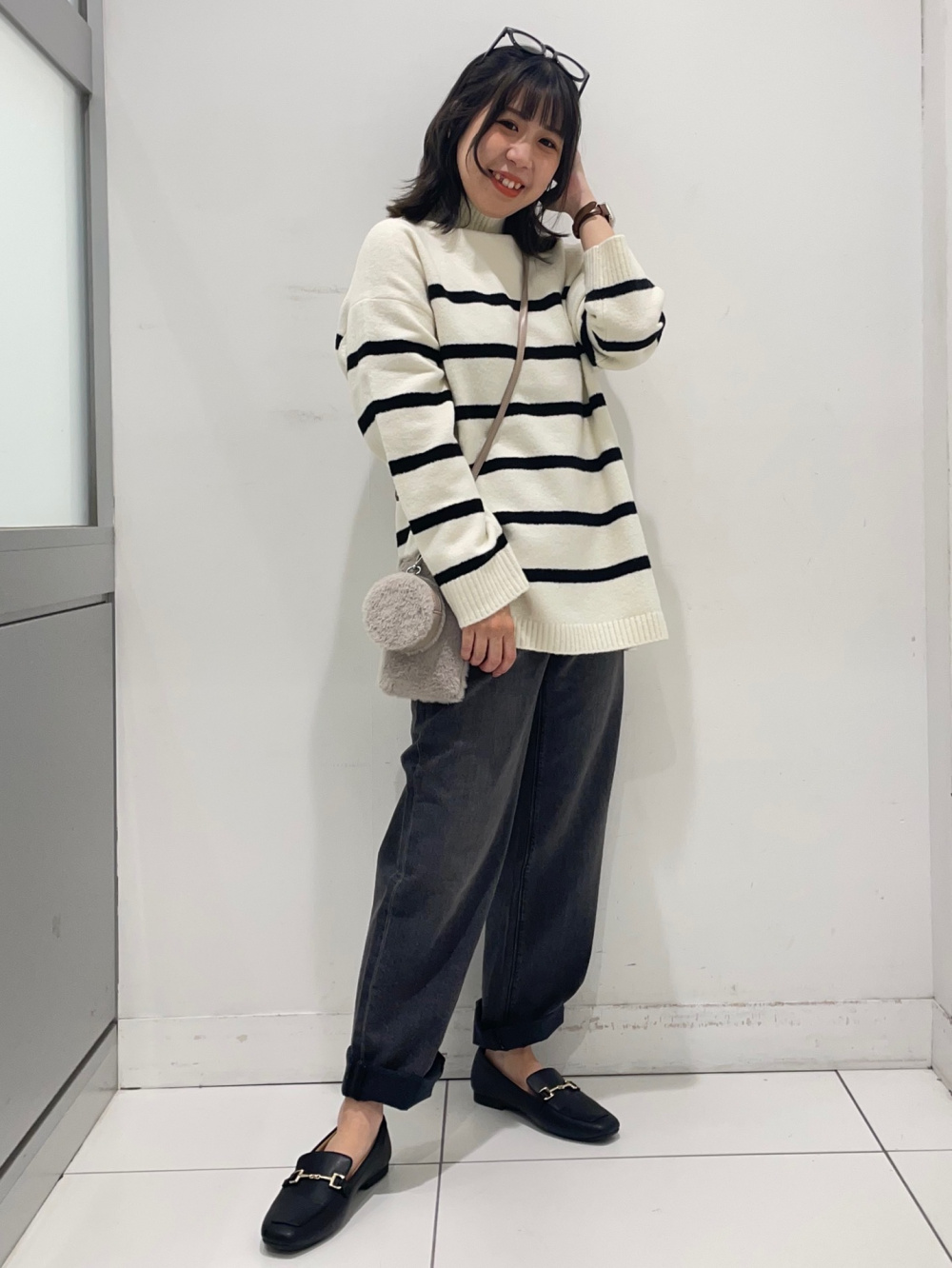 パフィータッチオーバーサイズセーター(長袖)(ボーダー)(2023年 パフィータッチオーバーサイズセーター(長袖)(ボーダー)(2023年