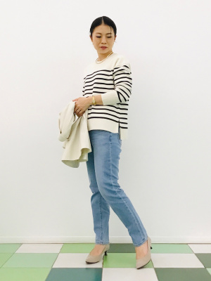 佐久間　0430 GU公式 | ミドルライズスリムジーンズ+E