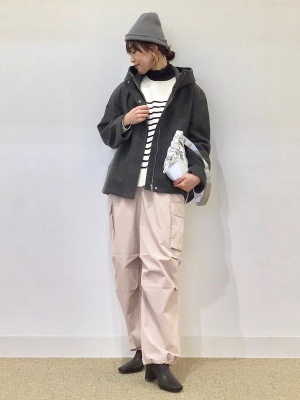 GU公式 | コージーメルトンショートフーディコート