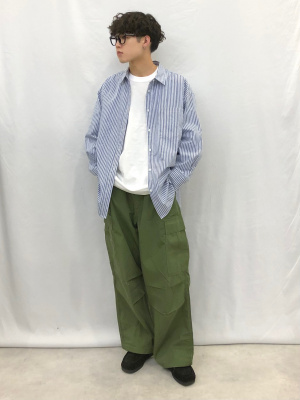 綿麻混タブ付オーバーサイズシャツチュニック｜ファッション通販