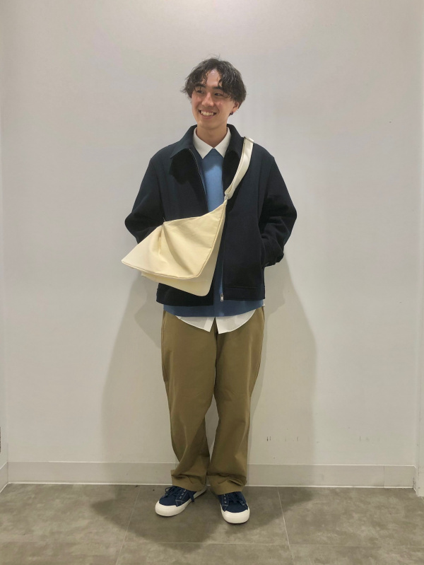 コージーメルトンジップアップブルゾン（メンズ）の着用コーディネート