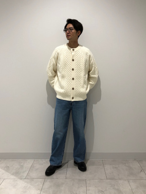 GU公式 | ケーブルクルーネックカーディガン(長袖)