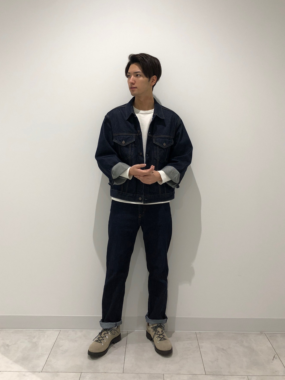 c-boy style デザイン カーディガン × 重ね着ニット グランパコーデ