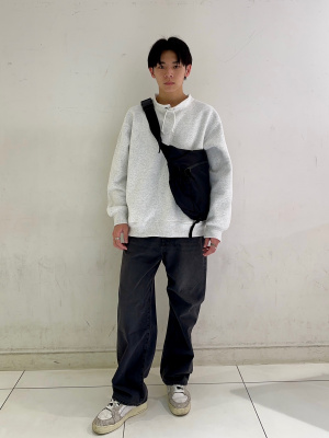 GU公式 | ヘビーウェイトスウェットスタンドカラープルオーバーNT+E