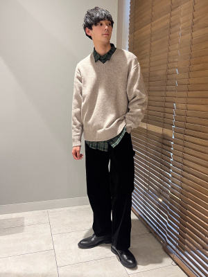 95～110   emasroom ボアスウェット コーデュロイ　パンツ セット GU公式 | コーデュロイペインターパンツ(セットアップ可能)