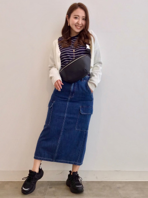 うみページ GU公式 | デニムカーゴロングスカート(丈標準83～90cm)